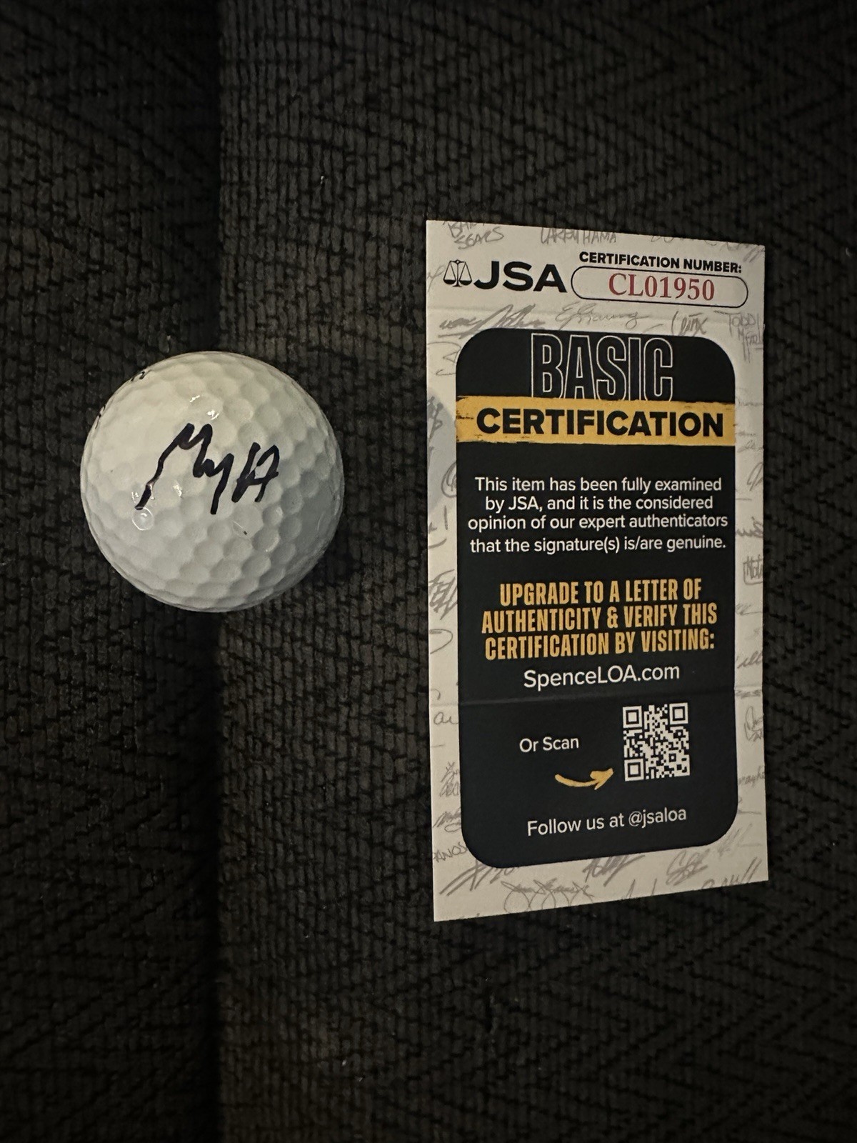 Max Homa Signed Golf Ball Pga Tour JSA Authenticated COA Autograph