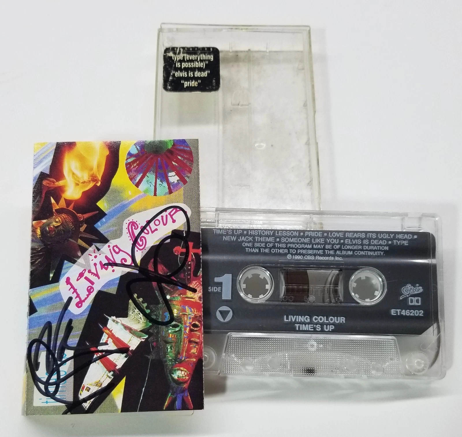 Living Colour SIGNED Times Up Cassette Tape #2 COA Autographed Corey Vernon Will