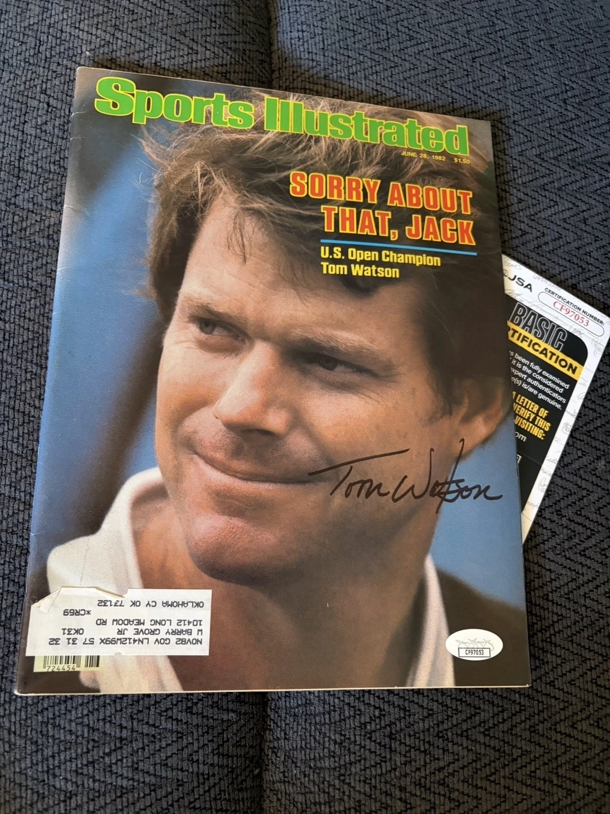 Tom Watson Signed Sports Illustrated Magazine JSA Authentication COA