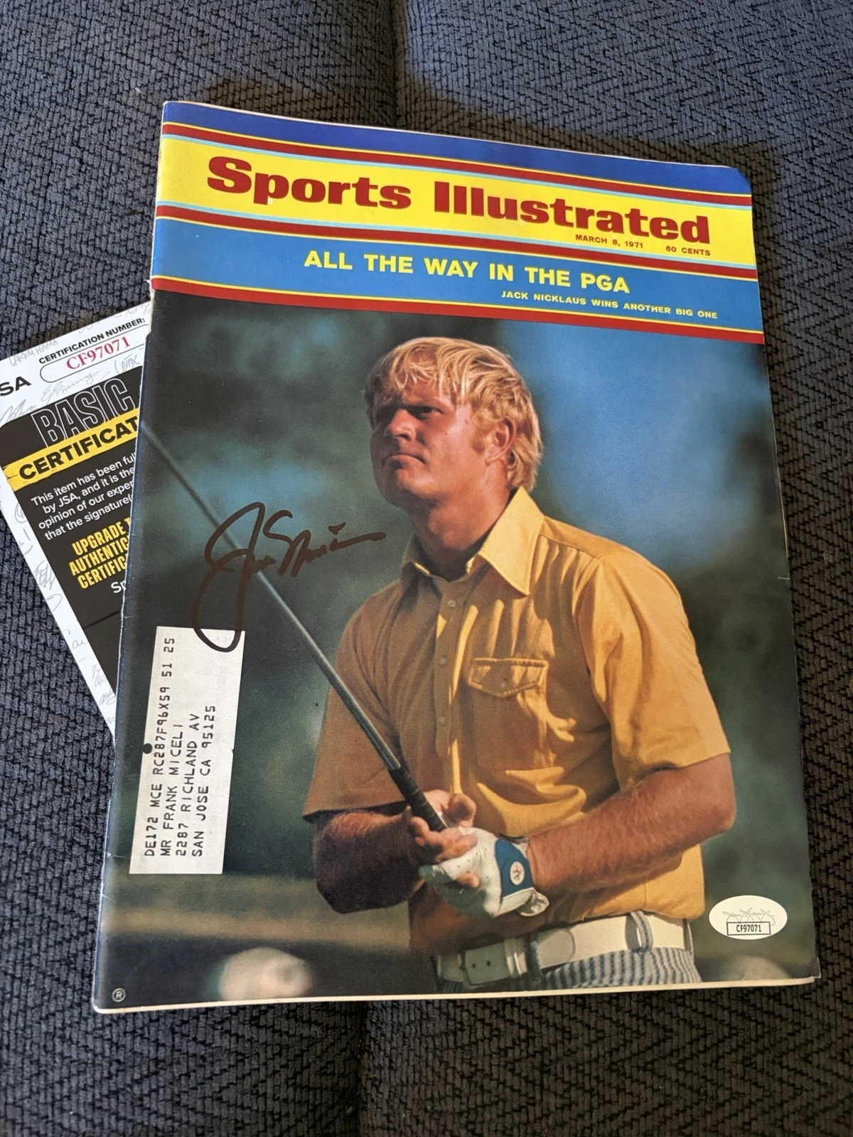 Jack Nicklaus Signed Sports Illustrated Magazine JSA Authentication COA Golf