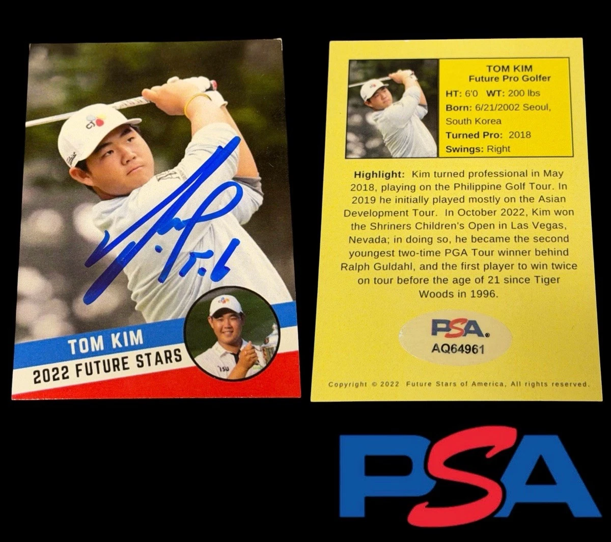 Tom Kim Signed 2022 Future Stars Signed PGA Tour Golf Rookie Card PSA AUTO RC