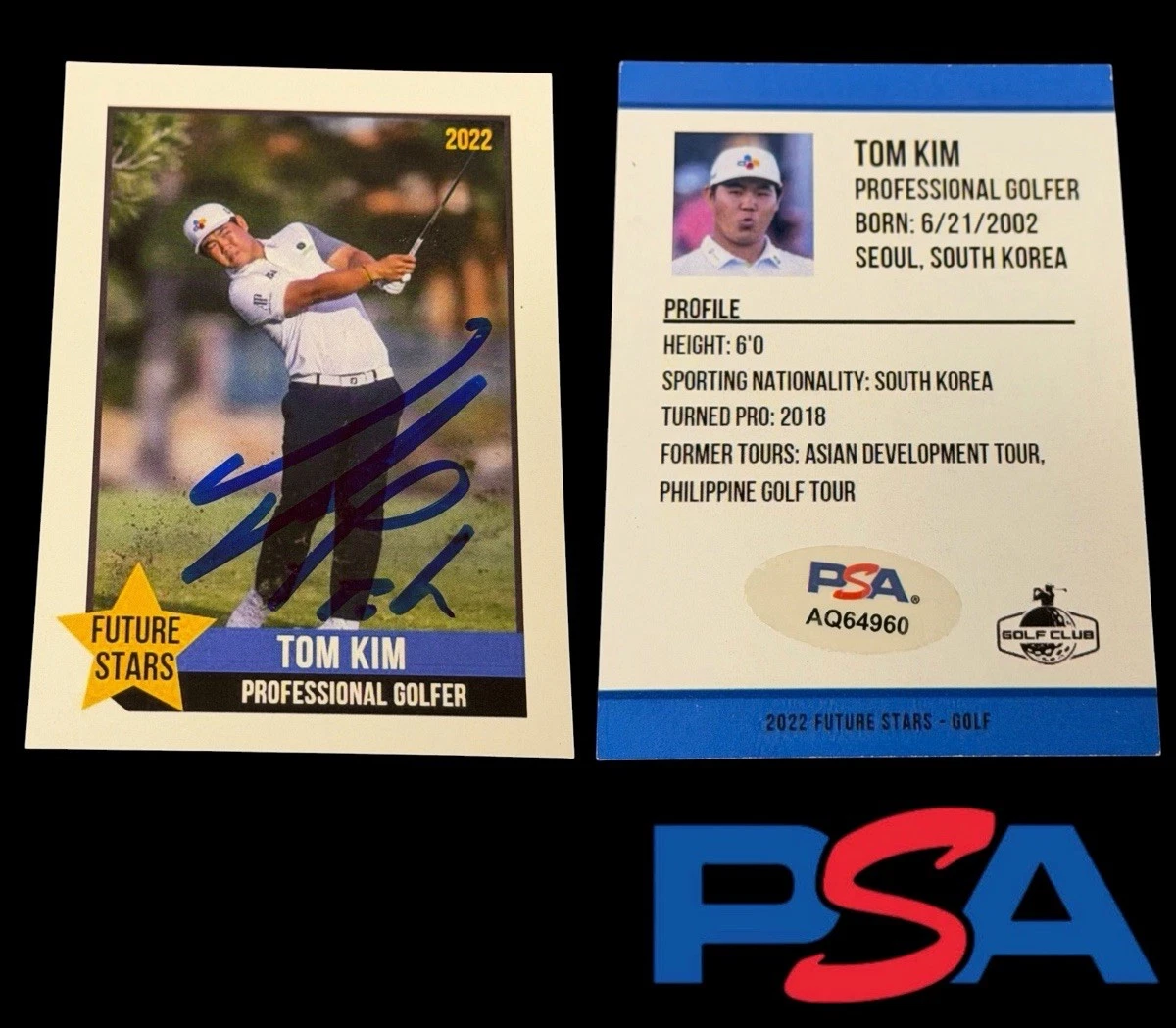 Tom Kim Signed 2022 Future Stars Signed PGA Tour Golf Rookie Card PSA AUTO RC