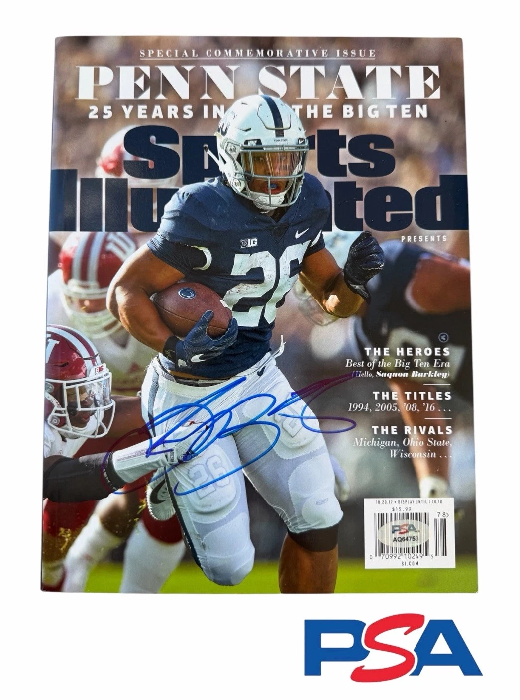 Saquon Barkley Signed 2017 Penn State Sports Illustrated Full Magazine PSA AUTO