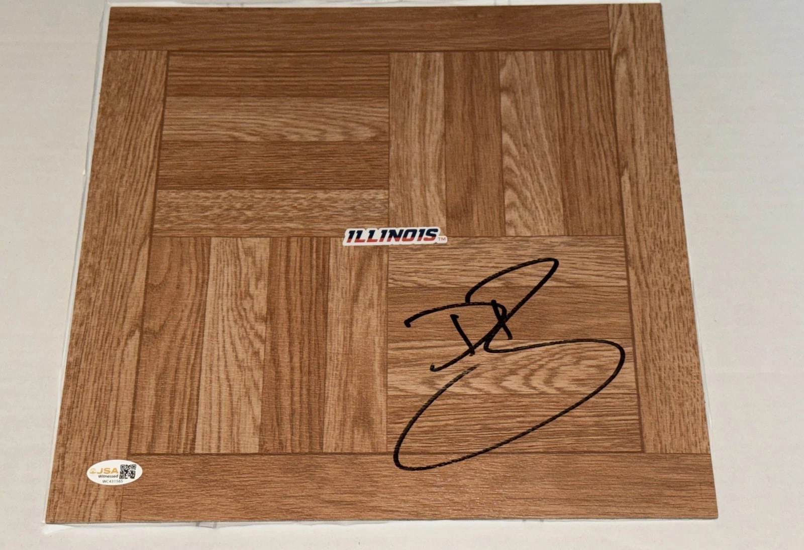 Dee Brown signed Illinois Fighting Illini Logo Floorboard Floor #3 JSA Witnessed