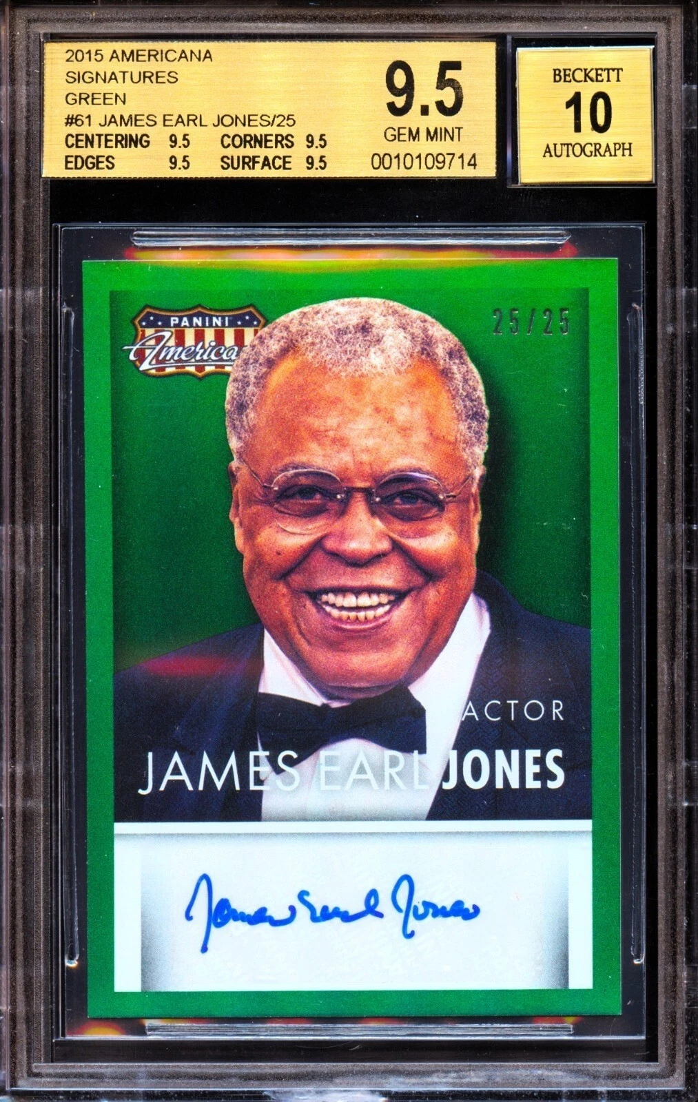2015 Americana Green /25 Signatures James Earl Jones BGS 9.5 10 Auto