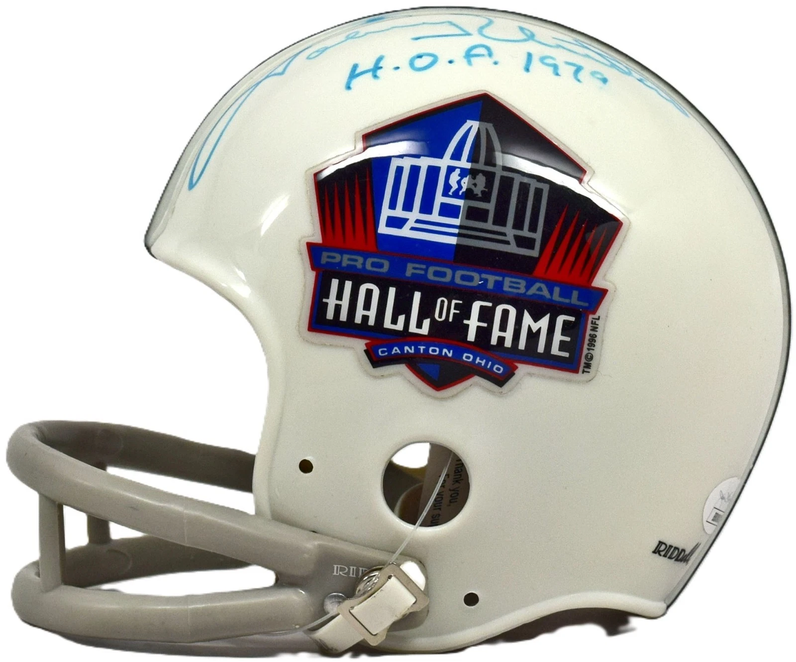 Johnny Unitas Signed HOF 1979 Inscribed Mini Helmet HOF JSA