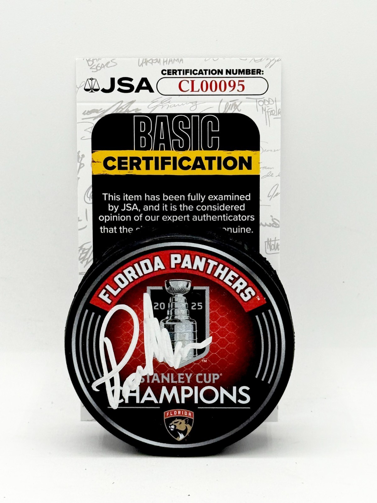 Paul Maurice signed Florida Panthers 2025 Stanley Cup Champs Puck JSA