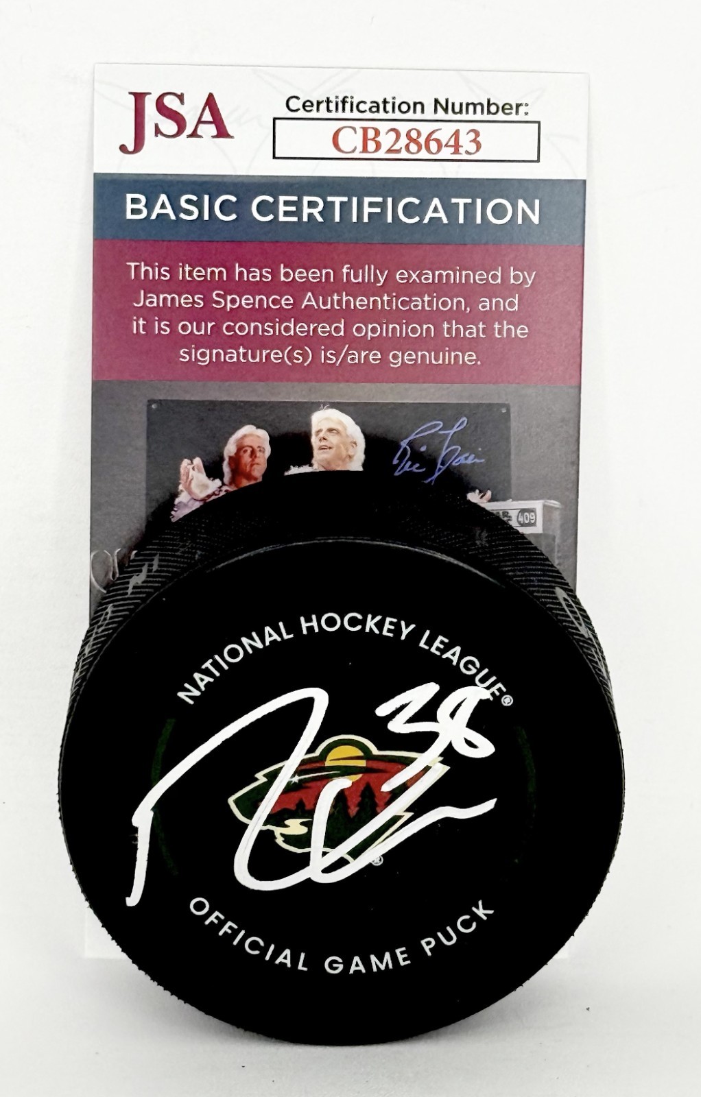 Ryan Hartman signed Minnesota Wild Official Game Puck autographed JSA
