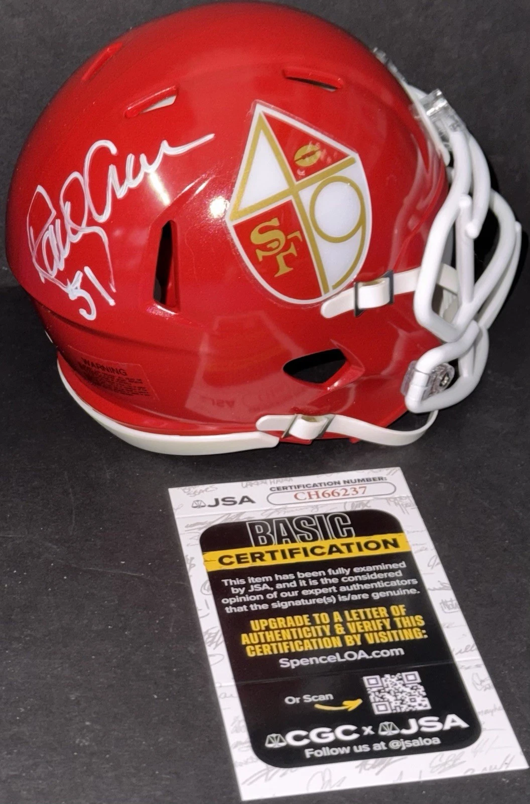 Randy Cross Signed Autographed San Francisco 49ers Custom Mini Helmet JSA COA