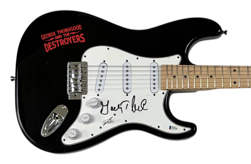 George Thorogood Signed Electric Guitar Terminator 2 Bad To The Bone Beckett COA