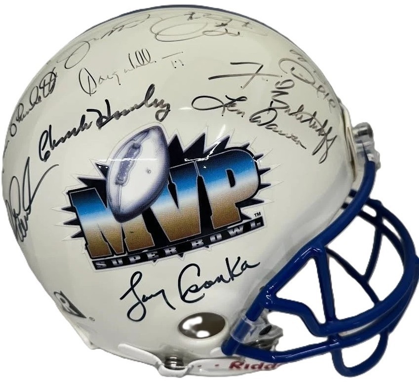 Super Bowl MVPs Signed FS Helmet Starr Bradshaw Montana Smith +20 JSA