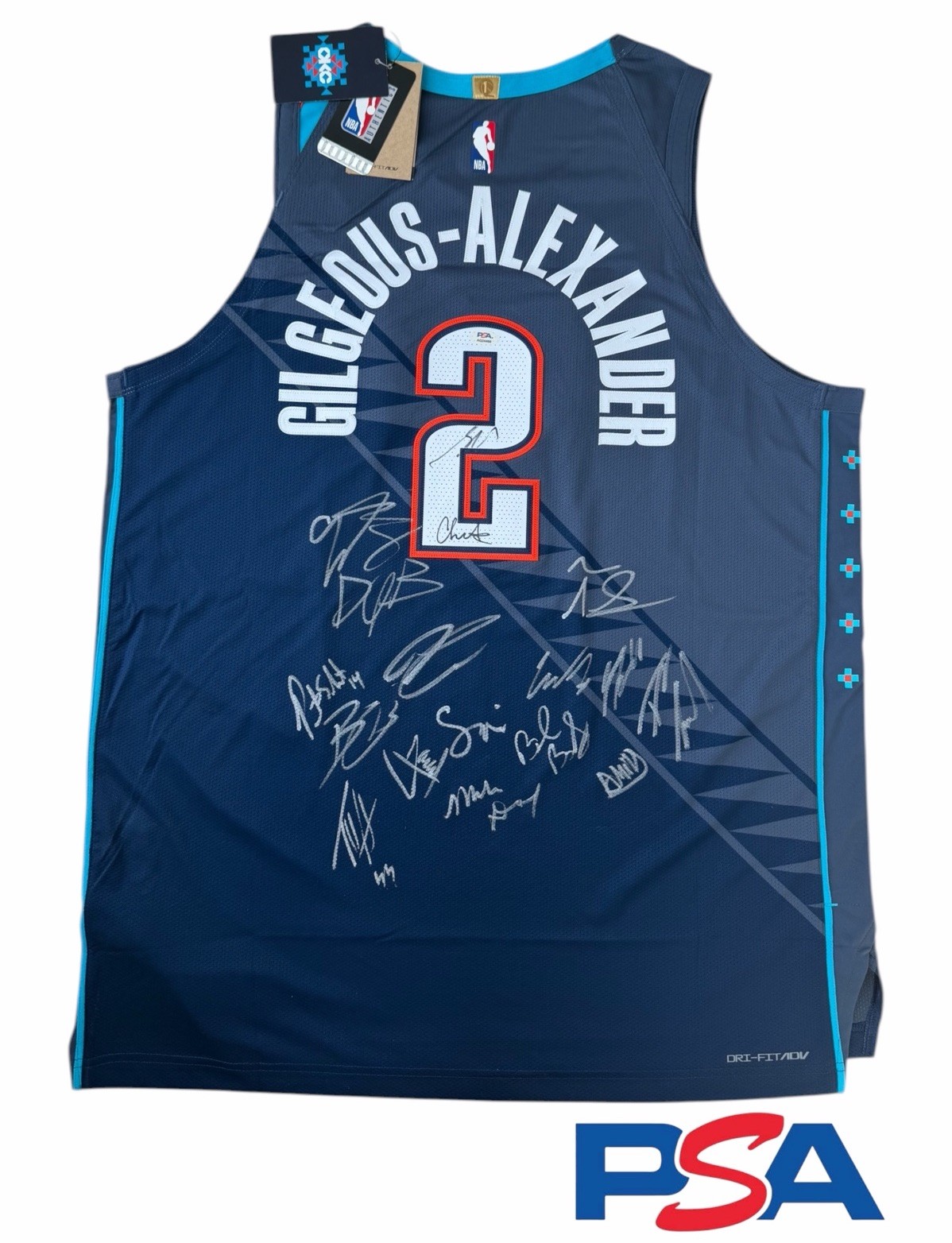 2025-2026 OKC Thunder Signed Team City Jersey 17 AUTOS Shai Chet Jdub PSA LOA +