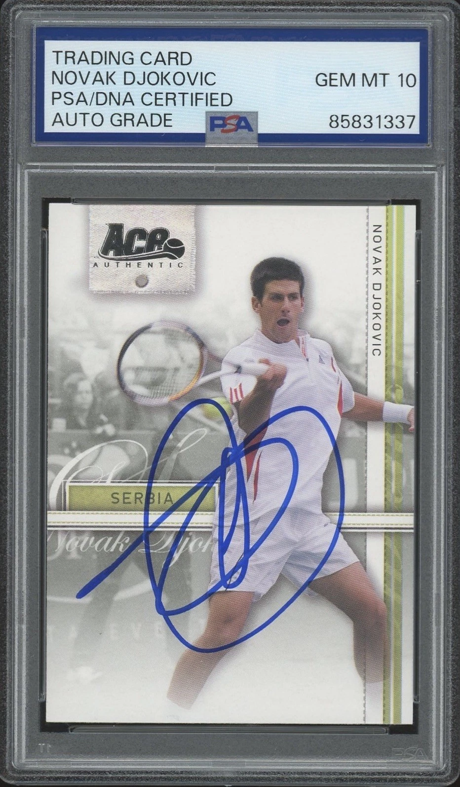 2007 Ace Authentic #16 Novak Djokovic Signed Straight Sets Rookie PSA AUTO 10 RC
