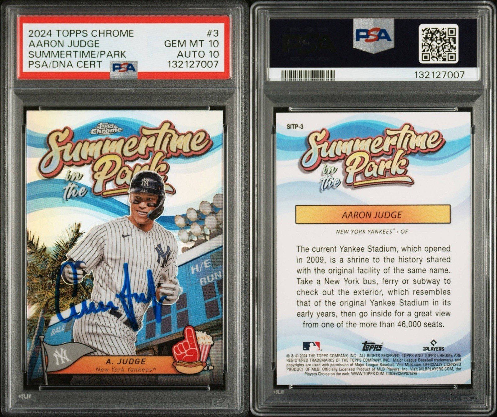 Aaron Judge Autographed 2024 Topps Chrome #SITP-3 Summertime in the Park PSA 10