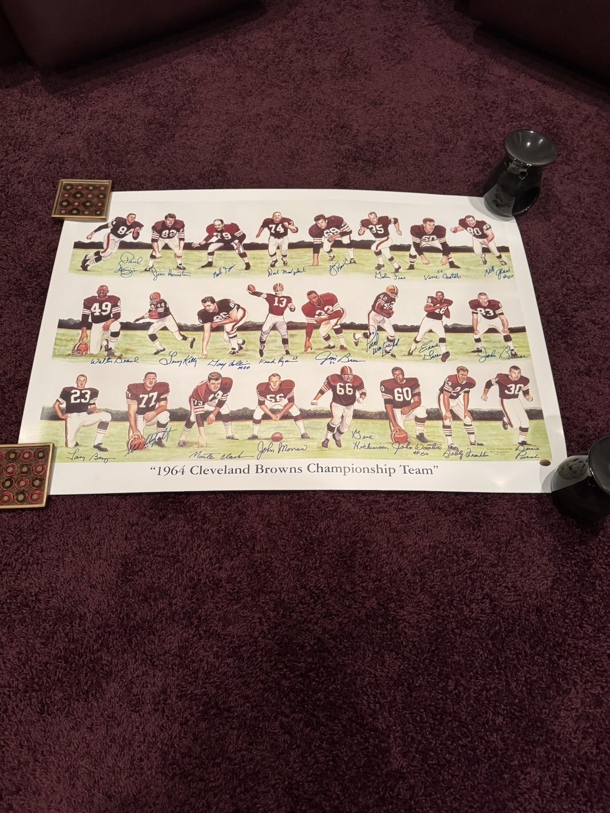1964 Cleveland Browns NFL Championship Team SIGNED Print Brown Kelly Warfield ++