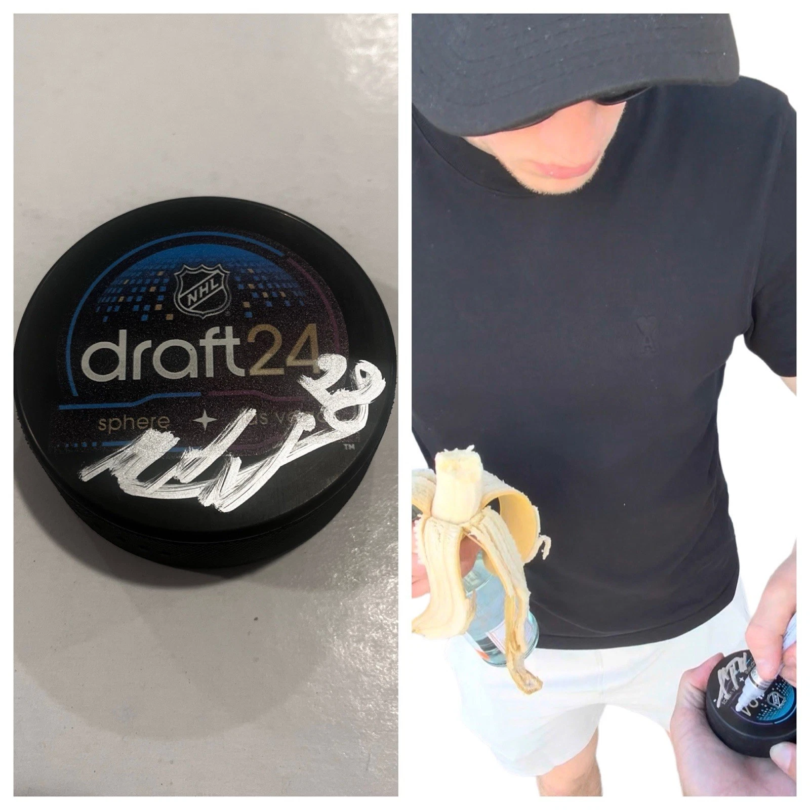 MICHAEL BRANDSEGG-NYGARD SIGNED 2024 NHL DRAFT PUCK W CASE DETROIT RED WINGS COA