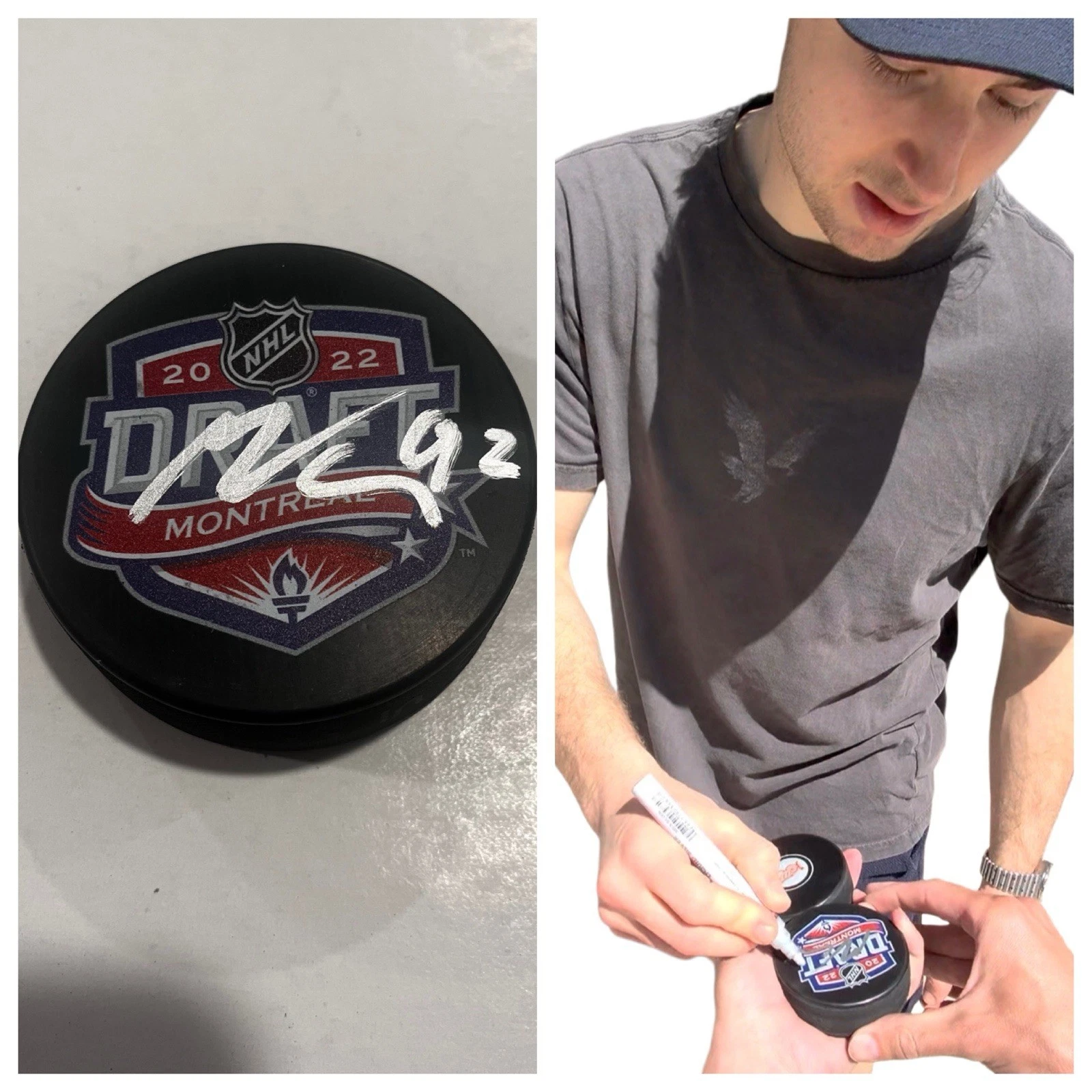 MARCO KASPER SIGNED 2022 NHL DRAFT HOCKEY PUCK W/ CASE DETROIT RED WINGS COA