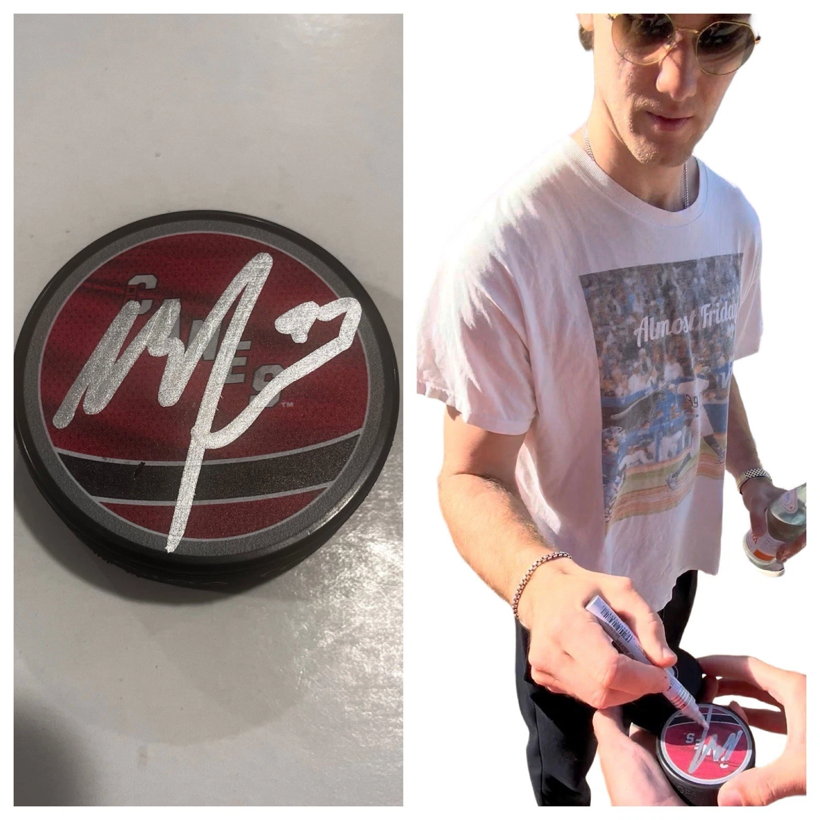 MARK JANKOWSKI SIGNED CAROLINA HURRICANES HOCKEY PUCK W/ CASE COA