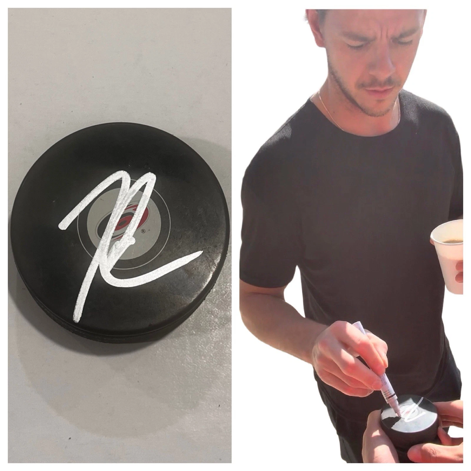 JESPERI KOTKANIEMI SIGNED CAROLINA HURRICANES HOCKEY PUCK W/ CASE COA