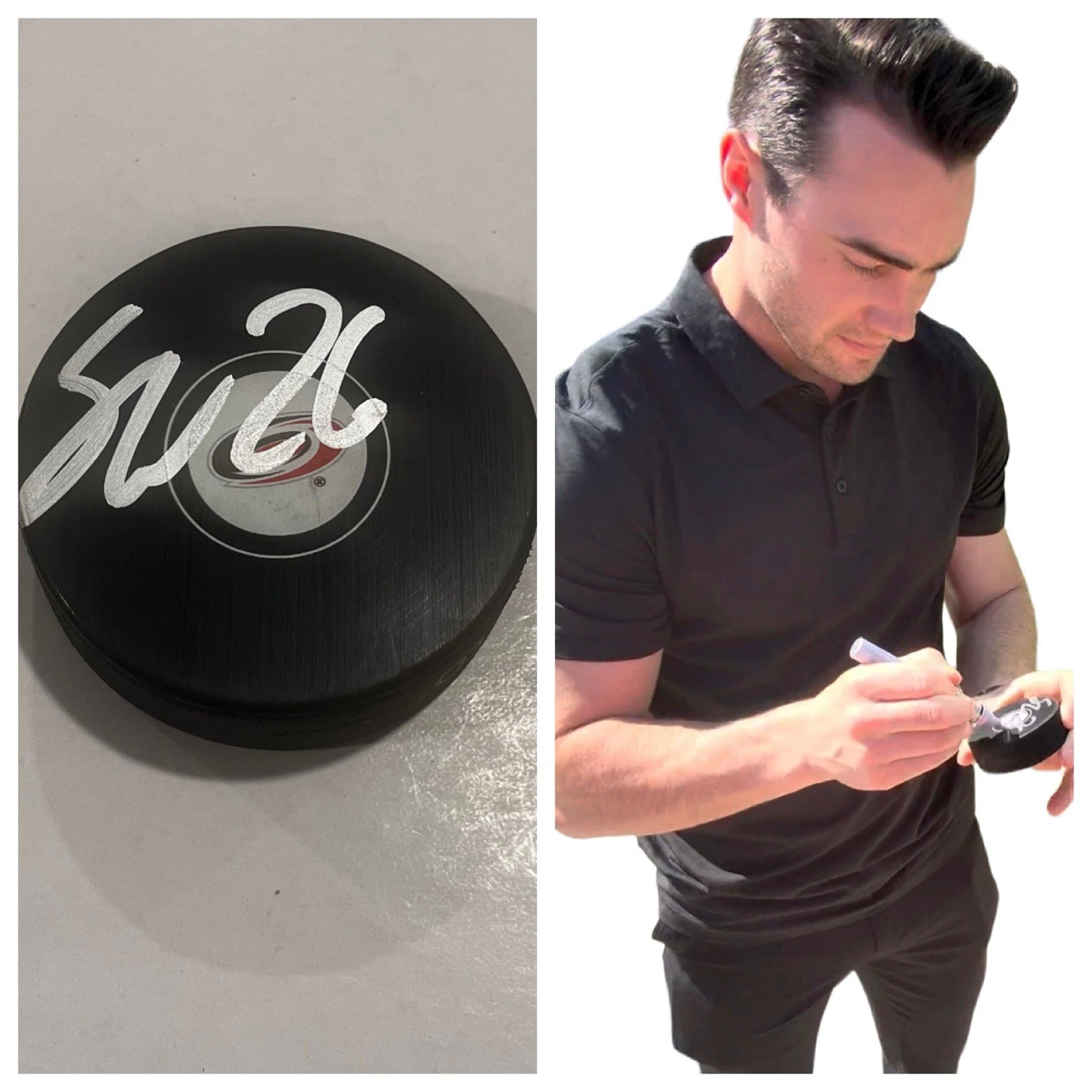SEAN WALKER SIGNED CAROLINA HURRICANES HOCKEY PUCK W/ CASE COA
