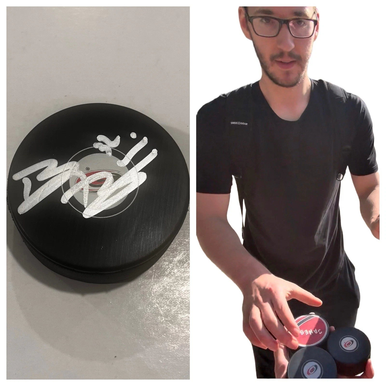 BRANDON BUSSI SIGNED CAROLINA HURRICANES HOCKEY PUCK W/ CASE COA