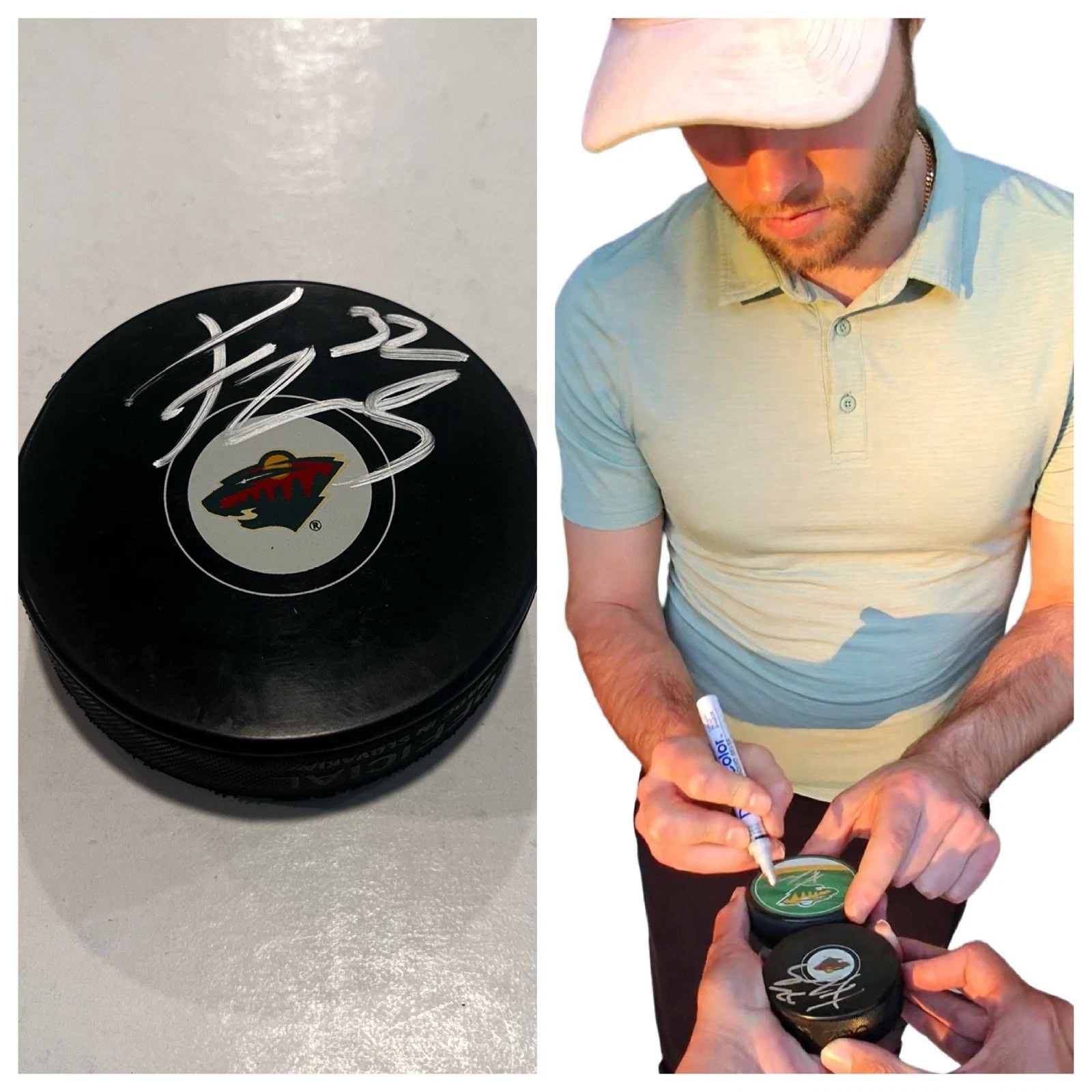 FILIP GUSTAVSSON SIGNED MINNESOTA WILD HOCKEY PUCK W/ CASE COA