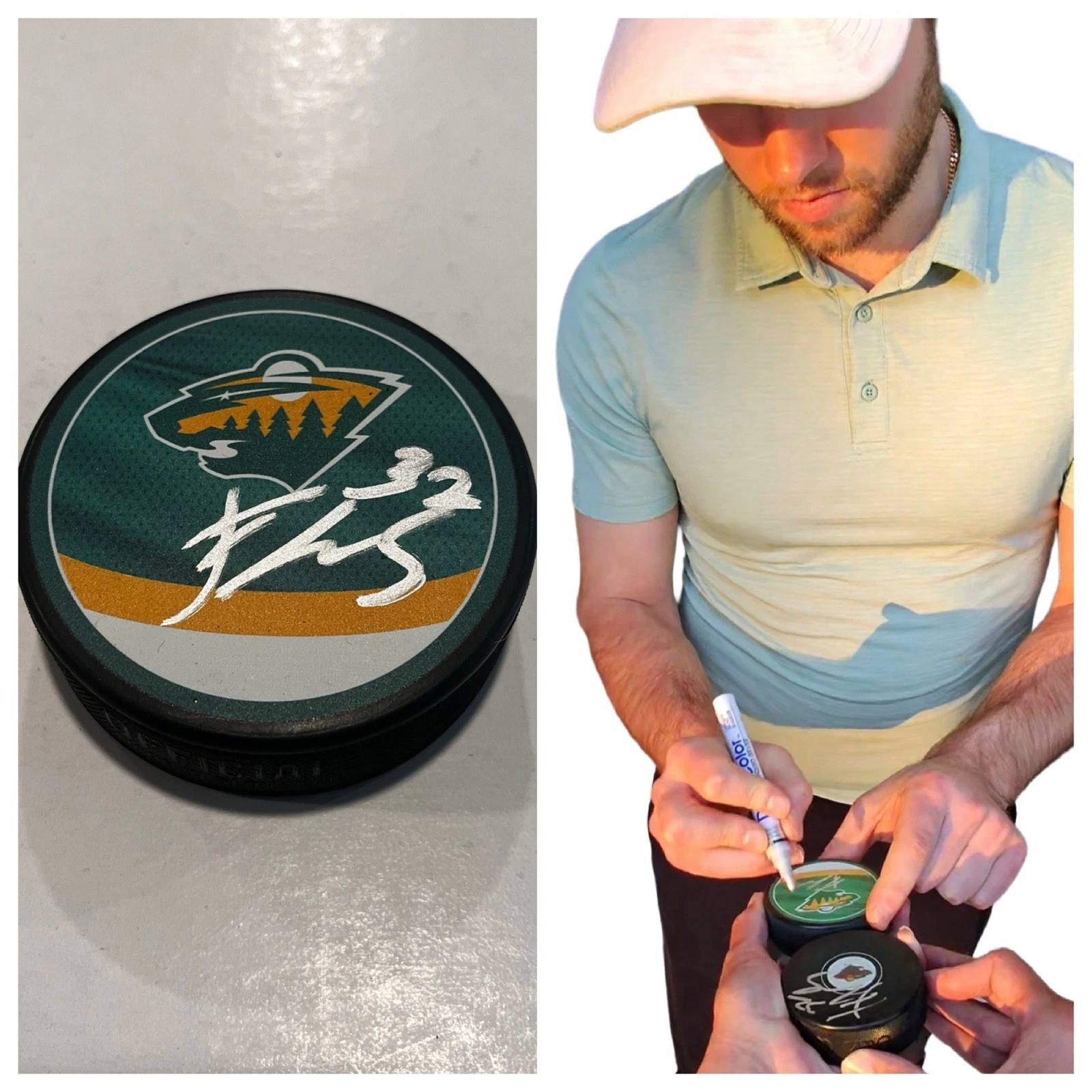 FILIP GUSTAVSSON SIGNED MINNESOTA WILD HOCKEY PUCK W/ CASE COA