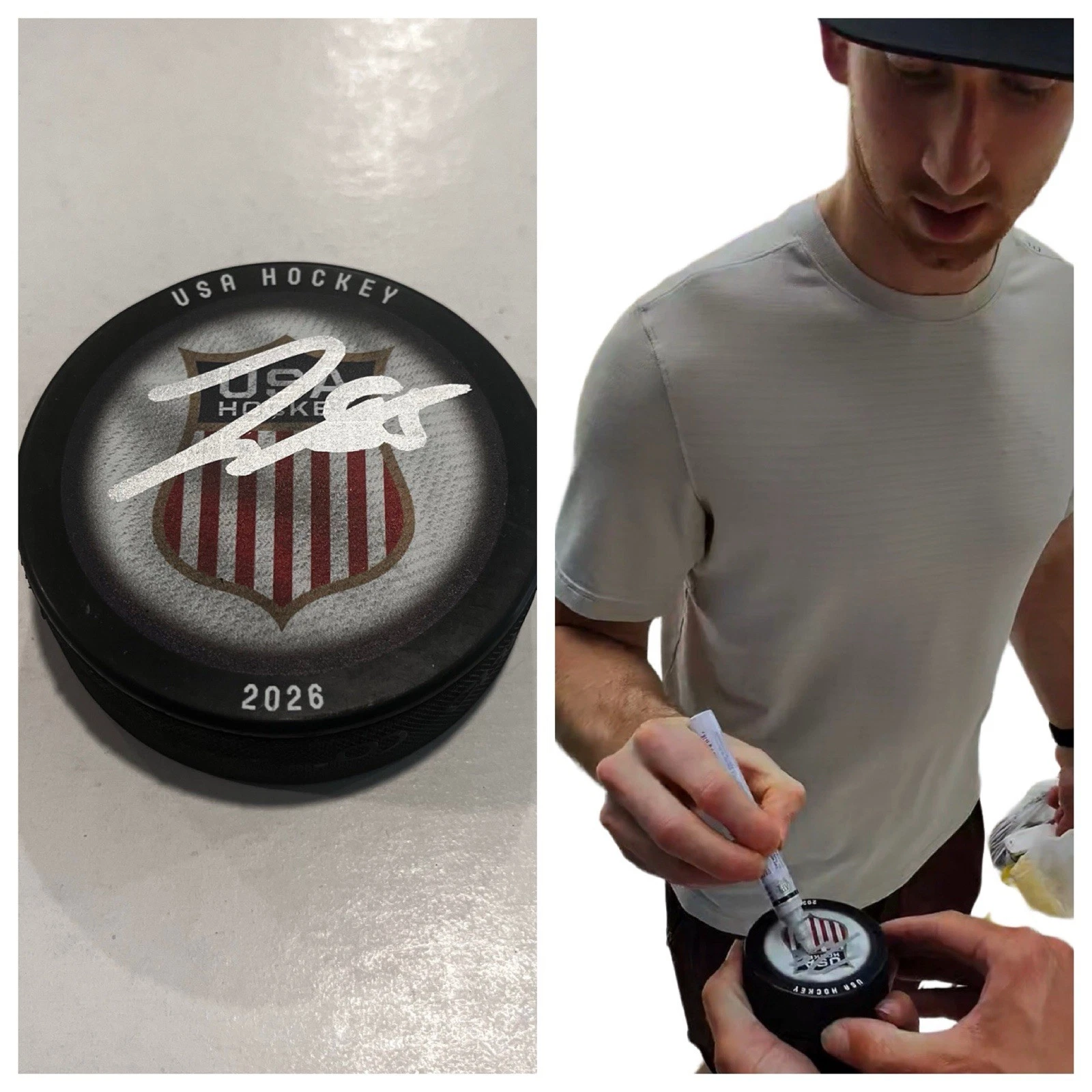 JAKE SANDERSON SIGNED USA HOCKEY 2026 PUCK W/ CASE OTTAWA SENATORS COA