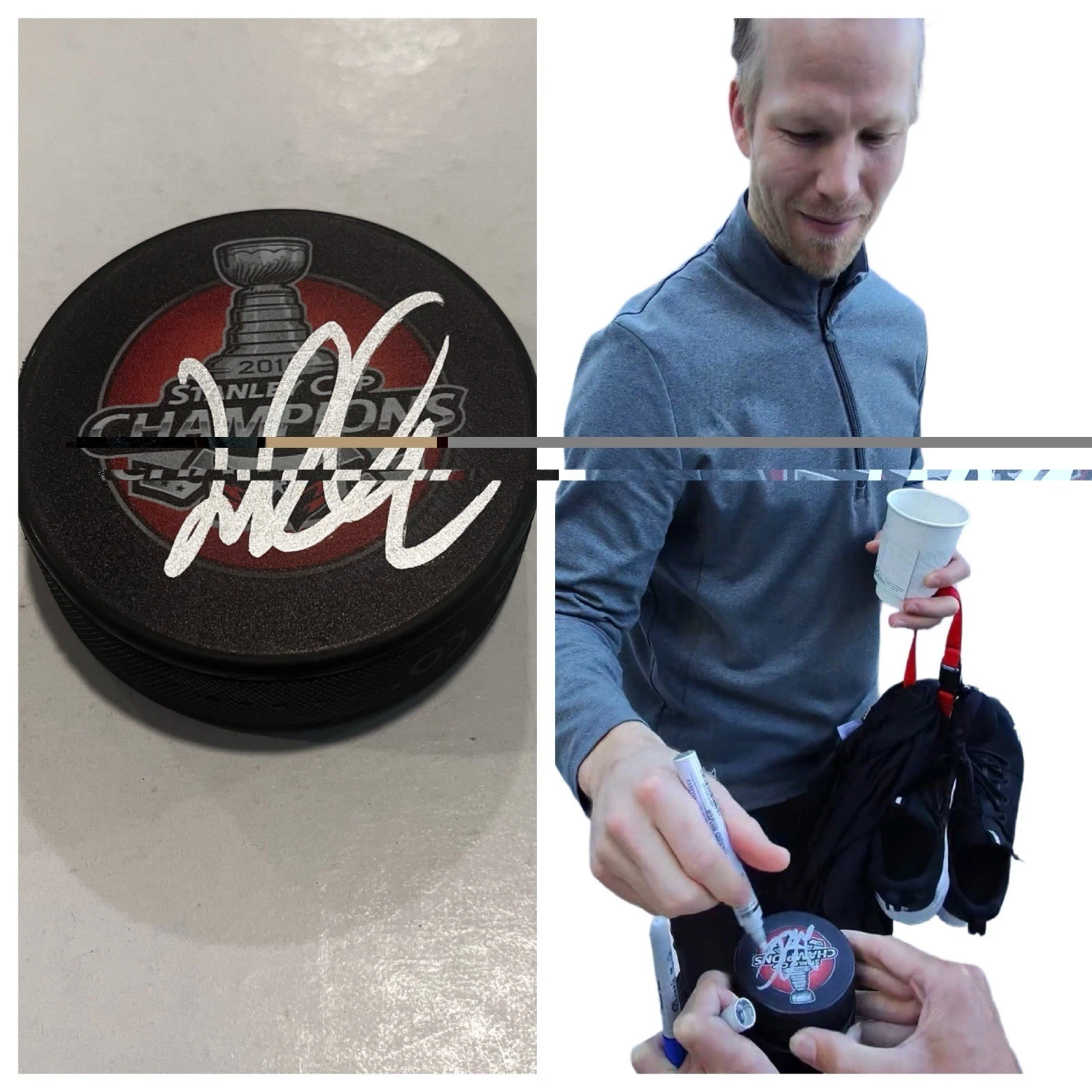 LARS ELLER SIGNED WASHINGTON CAPITALS 2018 STANLEY CUP HOCKEY PUCK W/ CASE COA