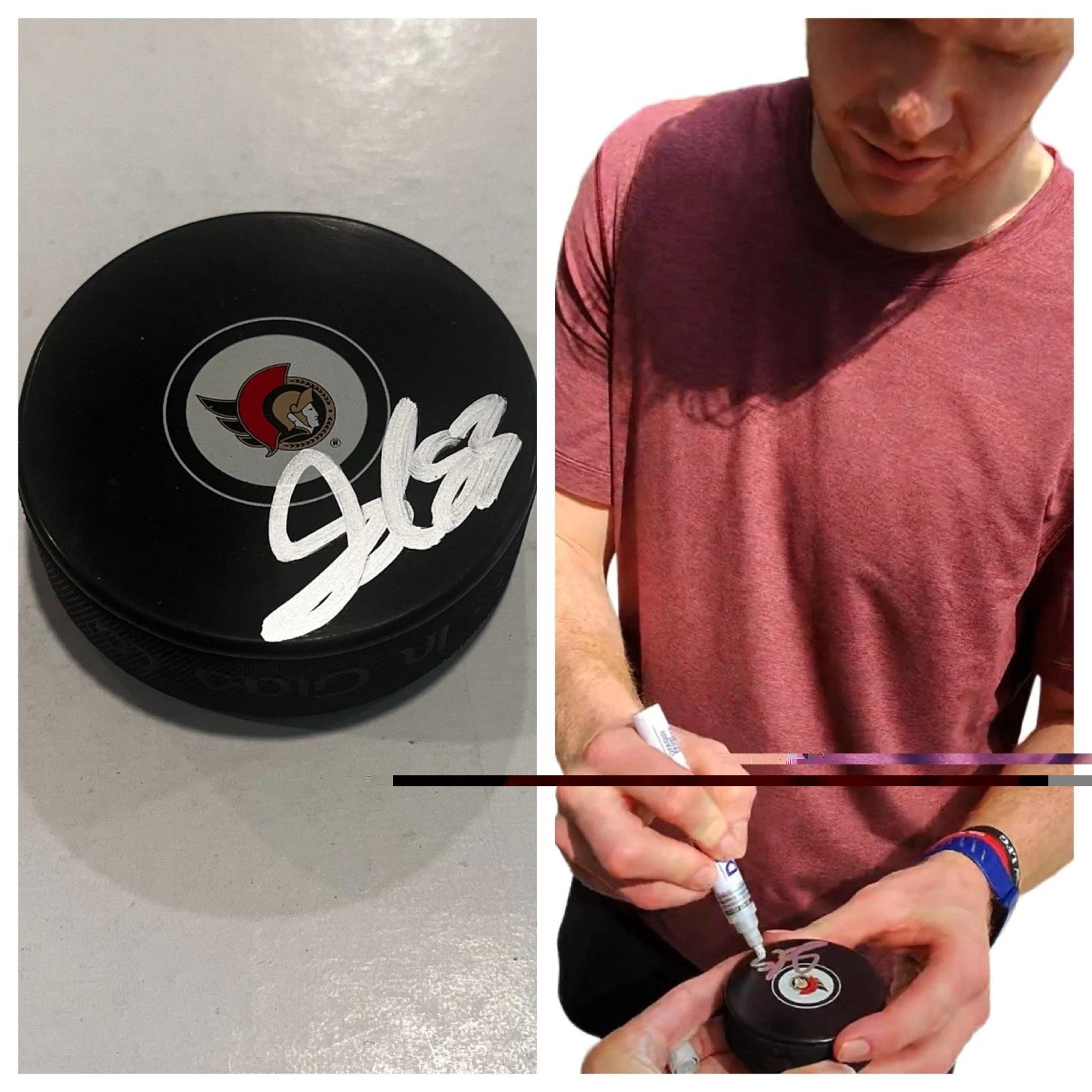 STEPHEN HALLIDAY SIGNED OTTAWA SENATORS HOCKEY PUCK W/ CASE COA