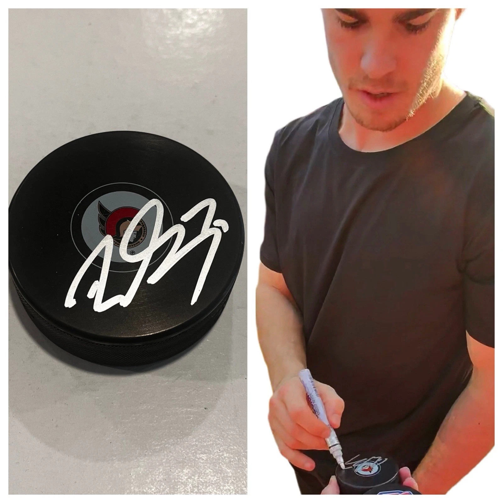 RIDLY GREIG SIGNED OTTAWA SENATORS HOCKEY PUCK W/ CASE COA