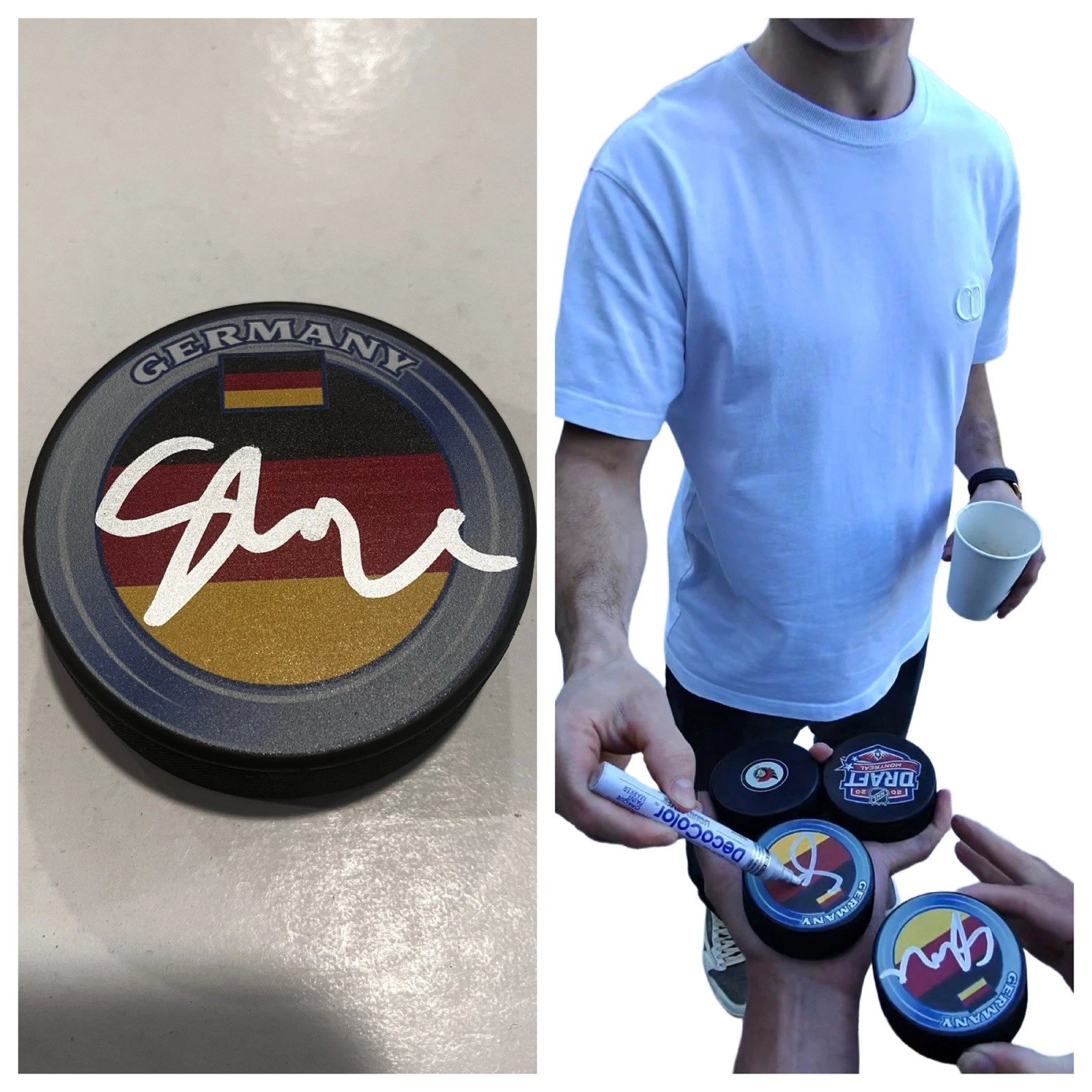 TIM STUTZLE SIGNED GERMANY HOCKEY PUCK W/ CASE OTTAWA SENATORS COA
