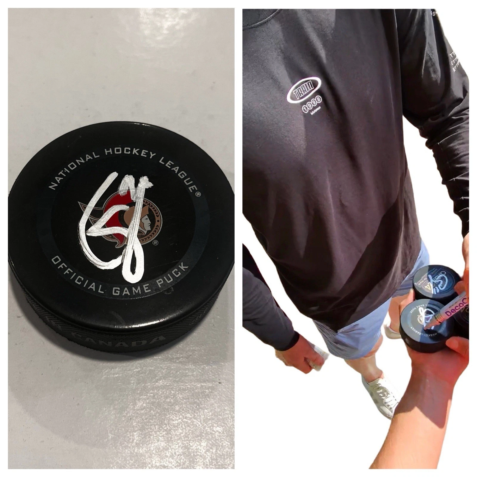 CARTER YAKEMCHUK SIGNED OTTAWA SENATORS GAME HOCKEY PUCK W/ CASE COA