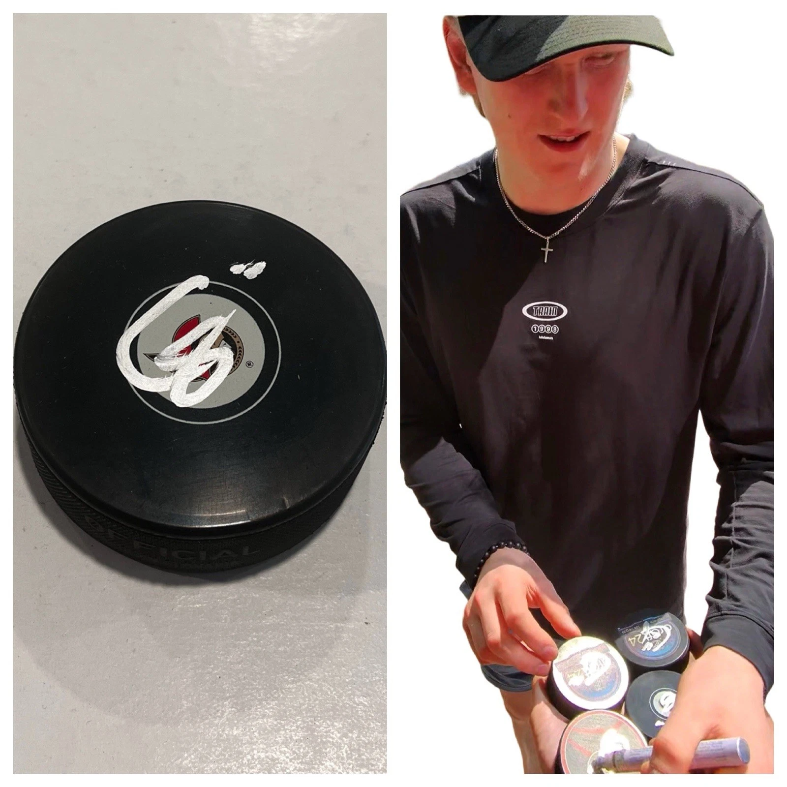 CARTER YAKEMCHUK SIGNED OTTAWA SENATORS HOCKEY PUCK W/ CASE COA