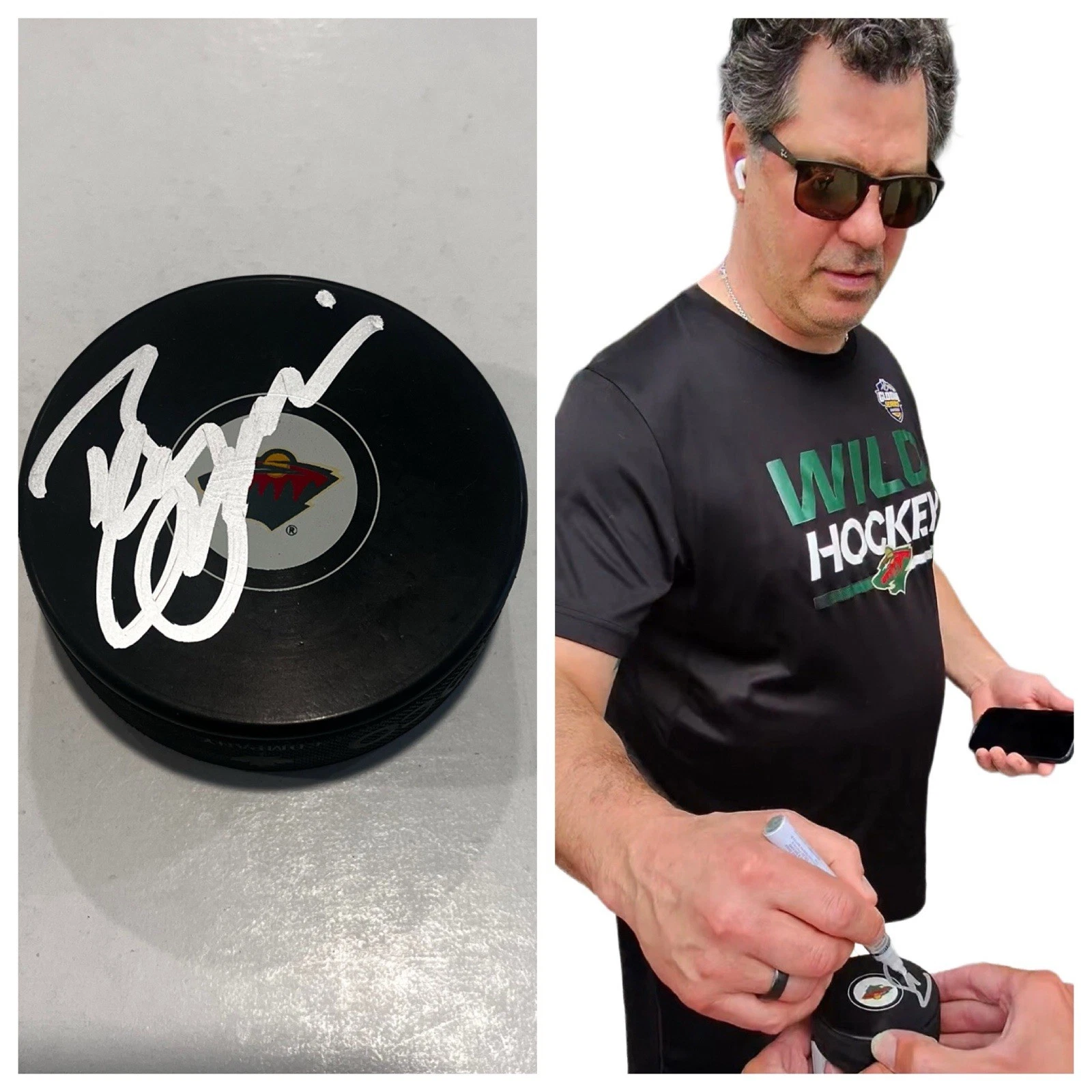 BILL GUERIN SIGNED MINNESOTA WILD HOCKEY PUCK W/ CASE COA
