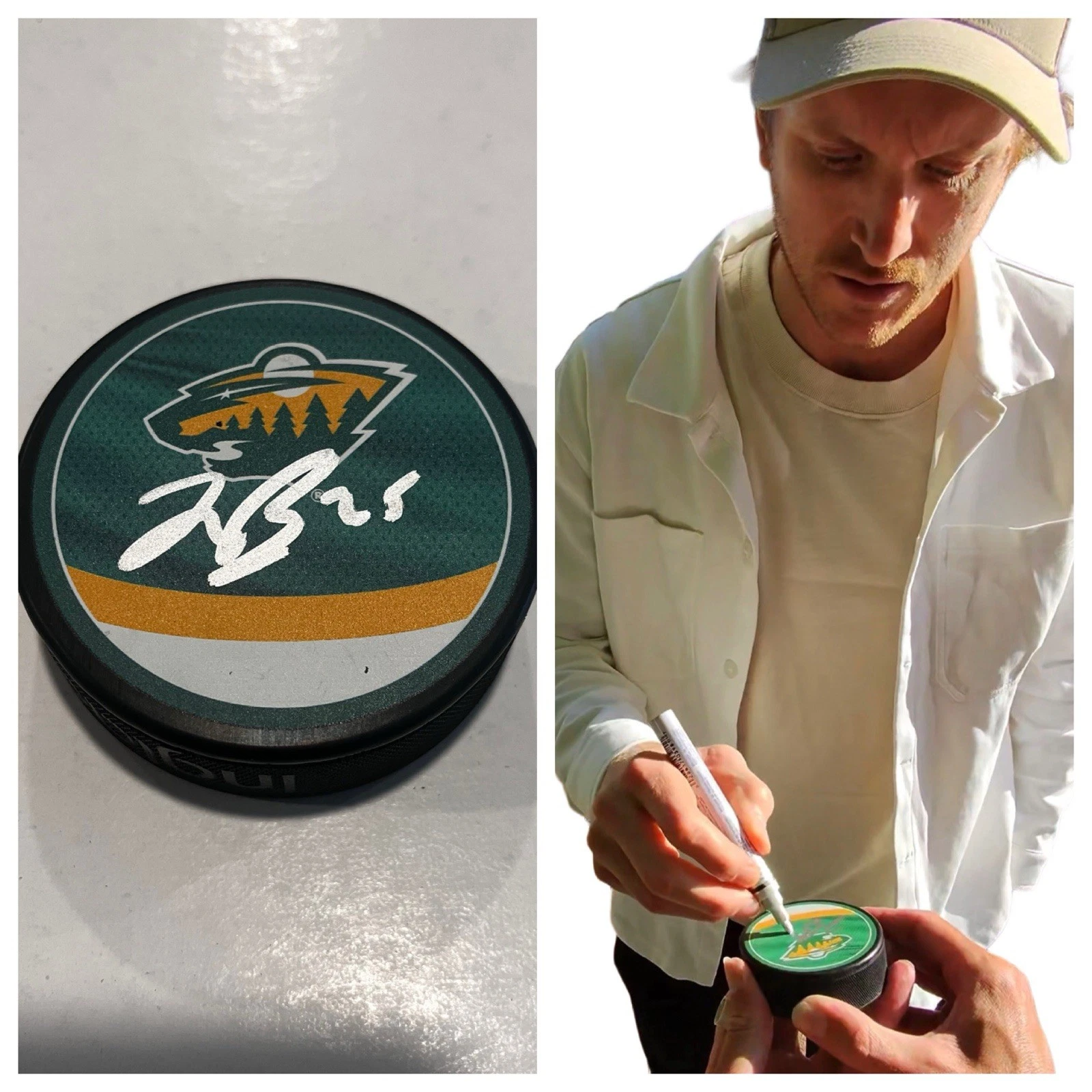JONAS BRODIN SIGNED MINNESOTA WILD HOCKEY PUCK W/ CASE COA