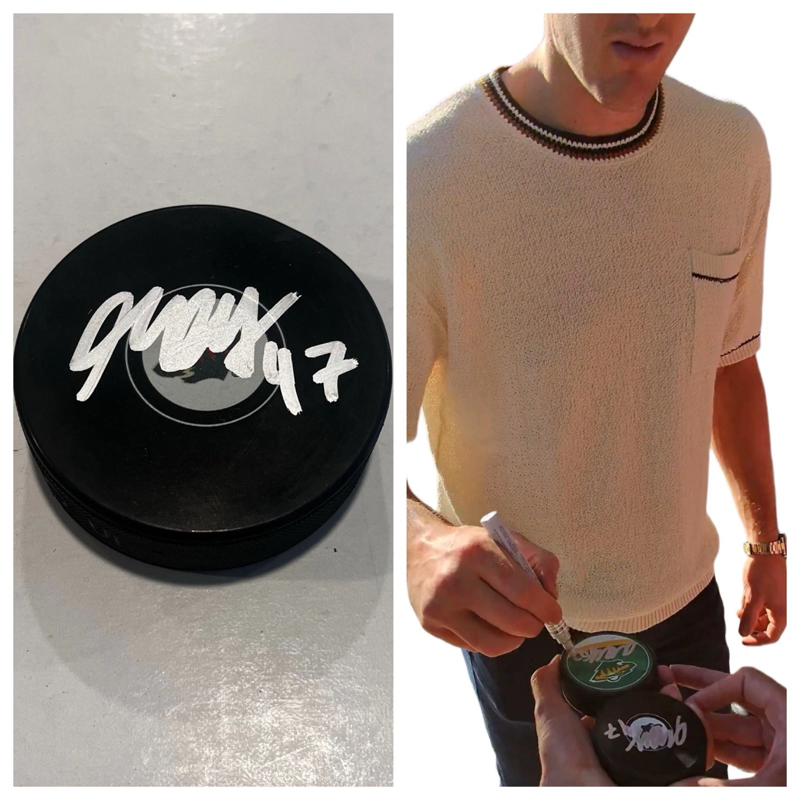 MICHAEL MCCARRON SIGNED MINNESOTA WILD HOCKEY PUCK W/ CASE COA