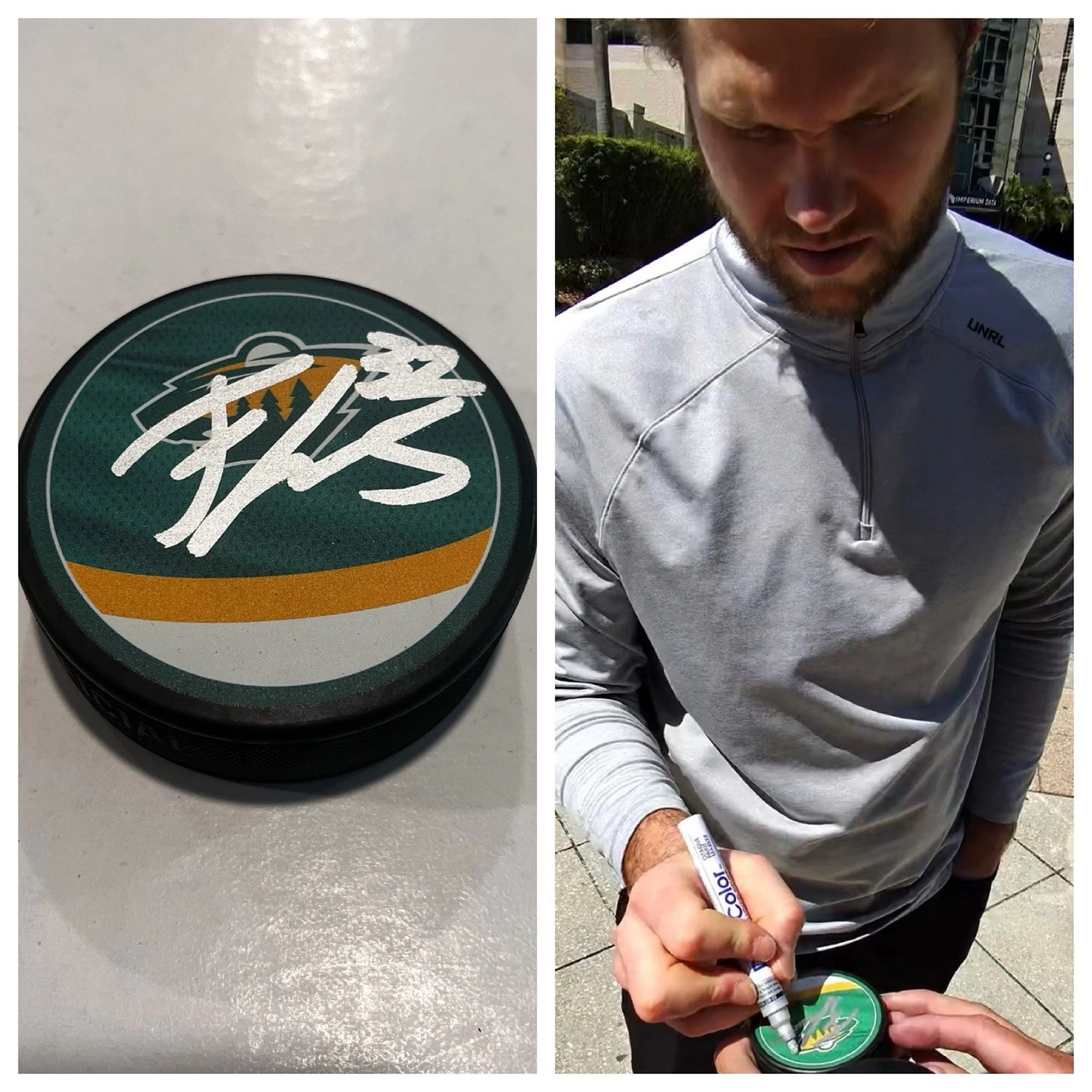 FILIP GUSTAVSSON SIGNED MINNESOTA WILD HOCKEY PUCK W/ CASE COA