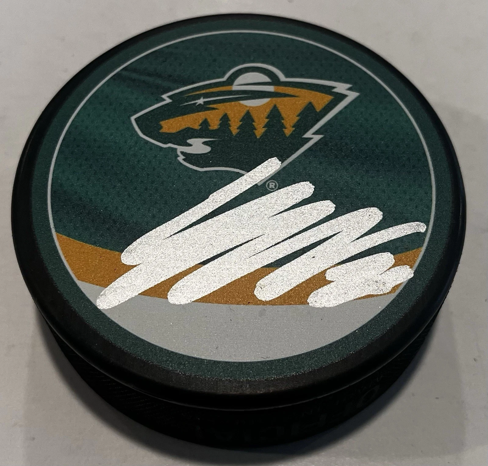 JESPER WALLSTEDT SIGNED MINNESOTA WILD HOCKEY PUCK W/ CASE COA