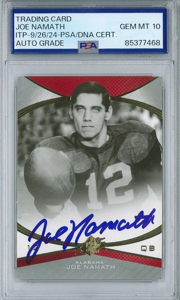Joe Namath Signed 2013 SPx #41 Card PSA 85377468 GEM MINT 10 AUTO