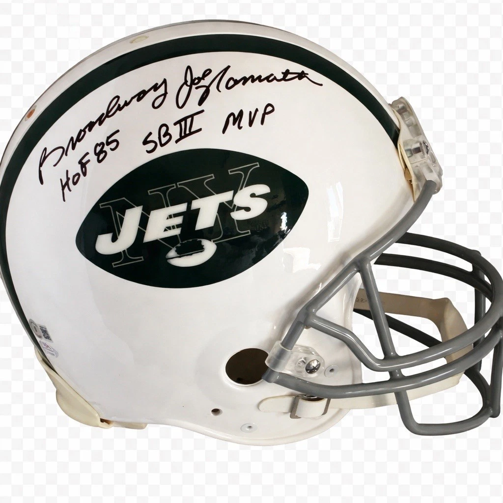 JOE NAMATH SIGNED NEW YORK JETS HELMET PSA DNA 1C51134 BROADWAY HOF MVP INSC