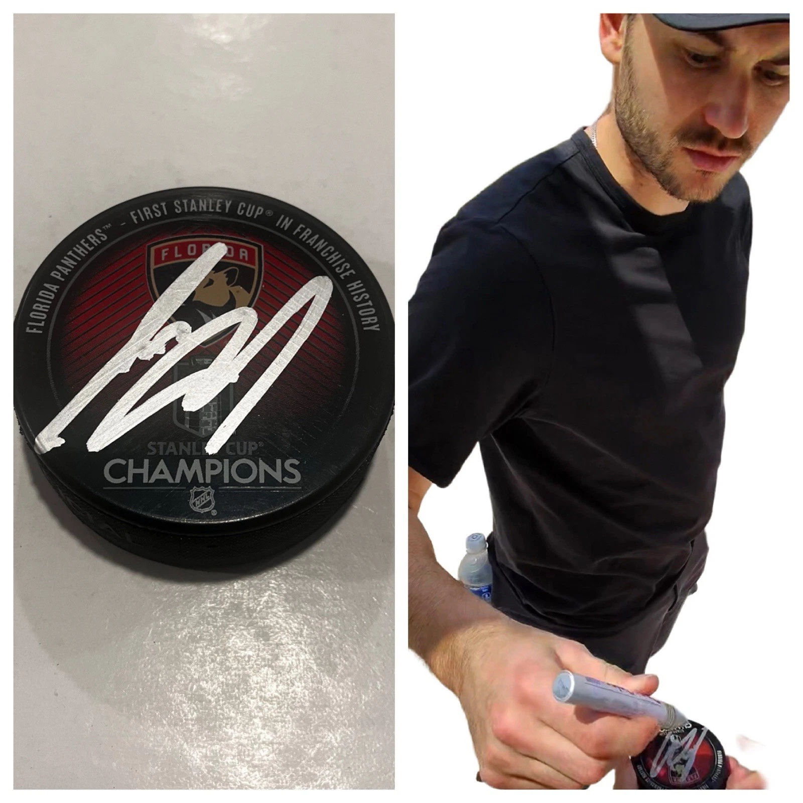 JOSH MAHURA SIGNED FLORIDA PANTHERS 2024 STANLEY CUP HOCKEY PUCK W/ CASE COA
