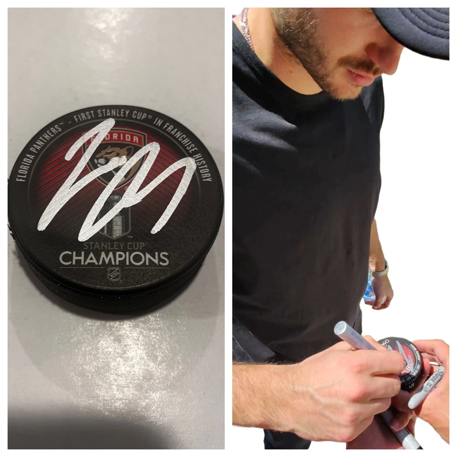 JOSH MAHURA SIGNED FLORIDA PANTHERS 2024 STANLEY CUP HOCKEY PUCK W/ CASE COA
