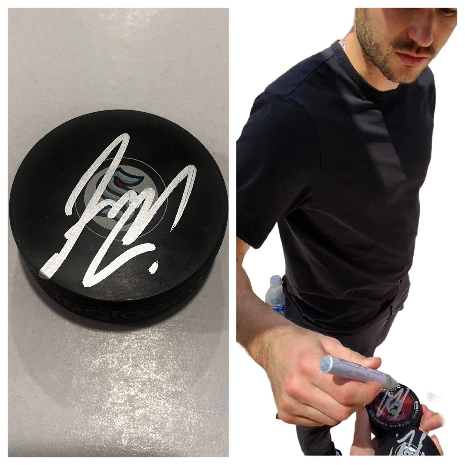 JOSH MAHURA SIGNED SEATTLE KRAKEN HOCKEY PUCK W/ CASE COA