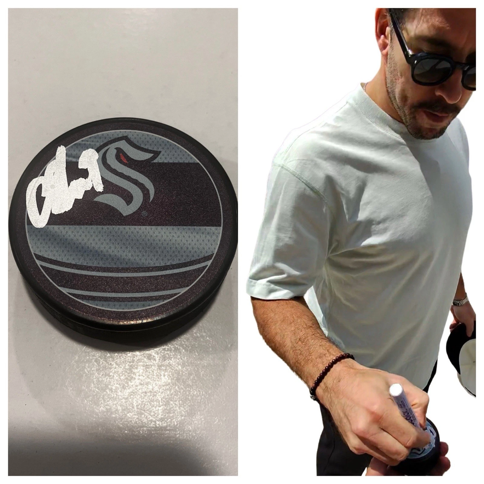 CHANDLER STEPHENSON SIGNED SEATTLE KRAKEN HOCKEY PUCK W/ CASE COA