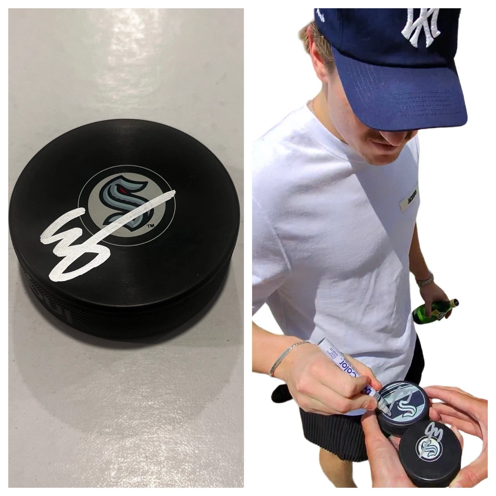 EELI TOLVANEN SIGNED SEATTLE KRAKEN HOCKEY PUCK W/ CASE COA