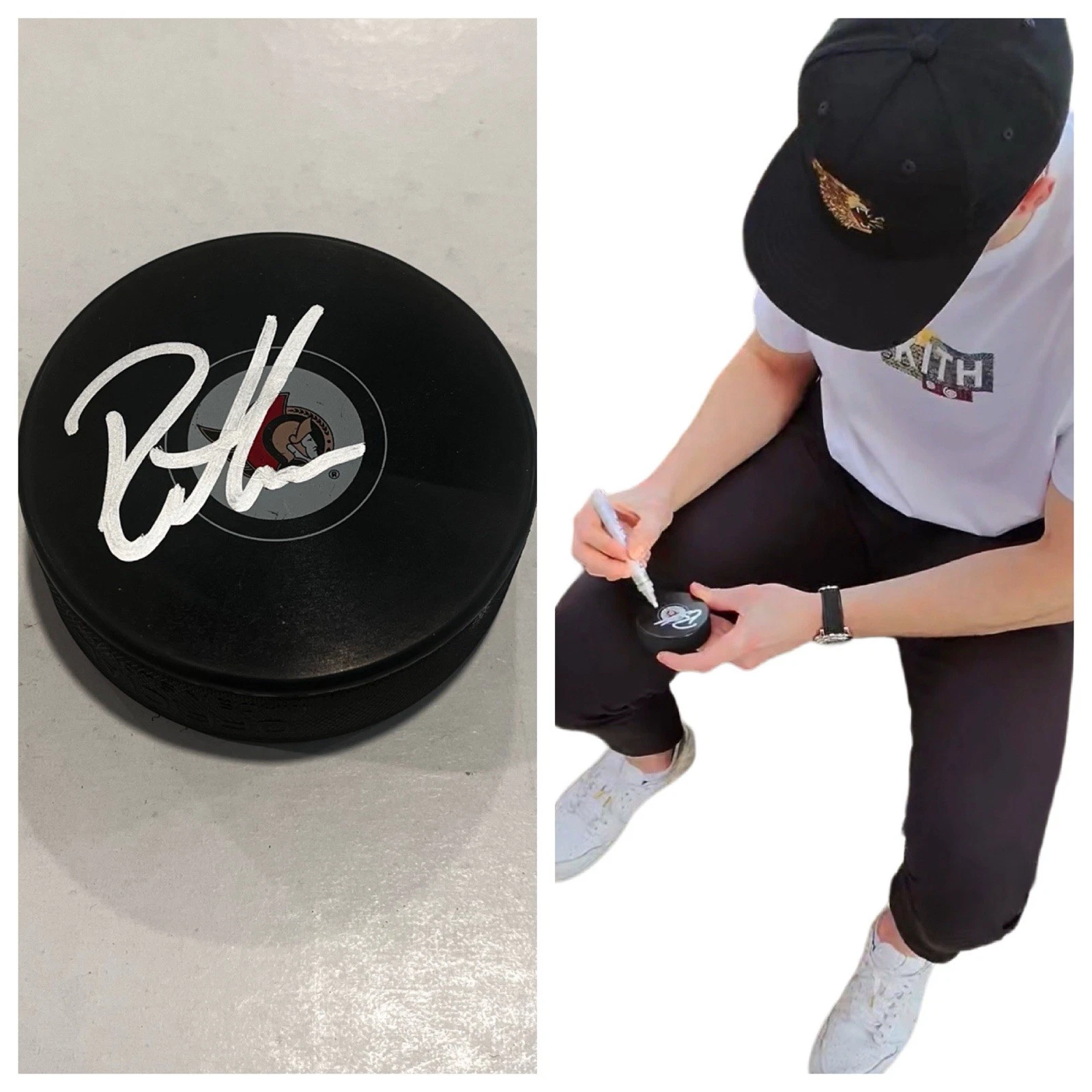 DRAKE BATHERSON SIGNED OTTAWA SENATORS HOCKEY PUCK W/ CASE COA