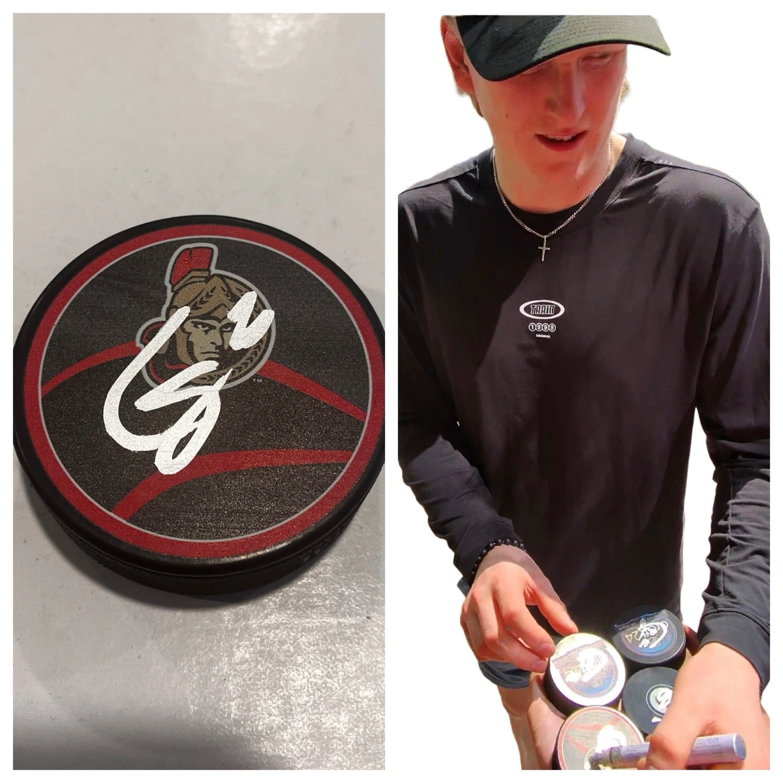 CARTER YAKEMCHUK SIGNED OTTAWA SENATORS HOCKEY PUCK W/ CASE COA