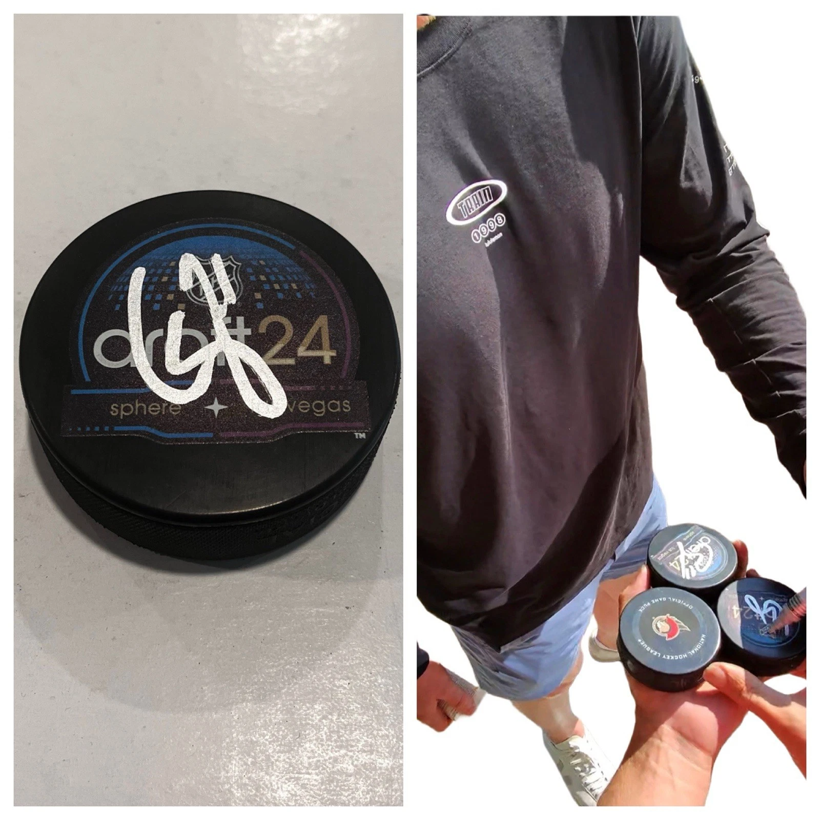 CARTER YAKEMCHUK SIGNED OTTAWA SENATORS 2024 NHL DRAFT HOCKEY PUCK W/ CASE COA