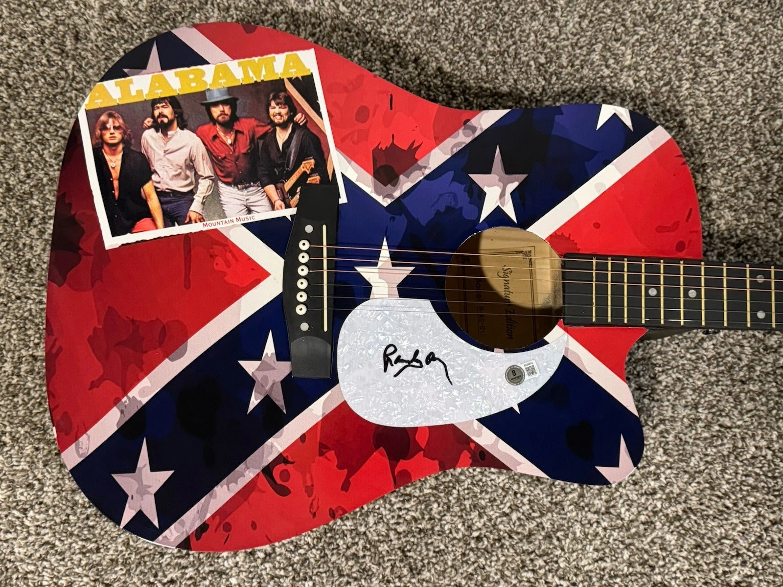 RANDY OWEN SIGNED CUSTOM GUITAR ALABAMA BAND LEAD SINGER AUTOGRAPHED BAS COA